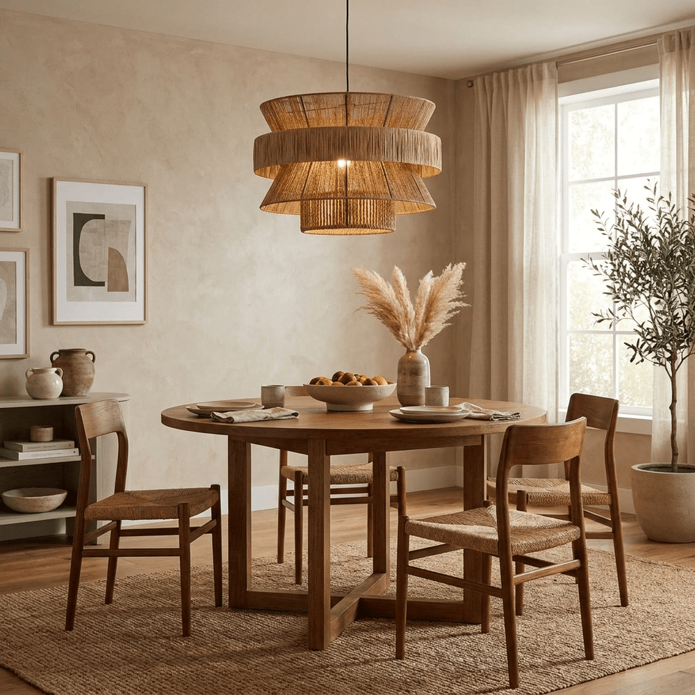 Raffia Jute Stacked Pendant Lamp