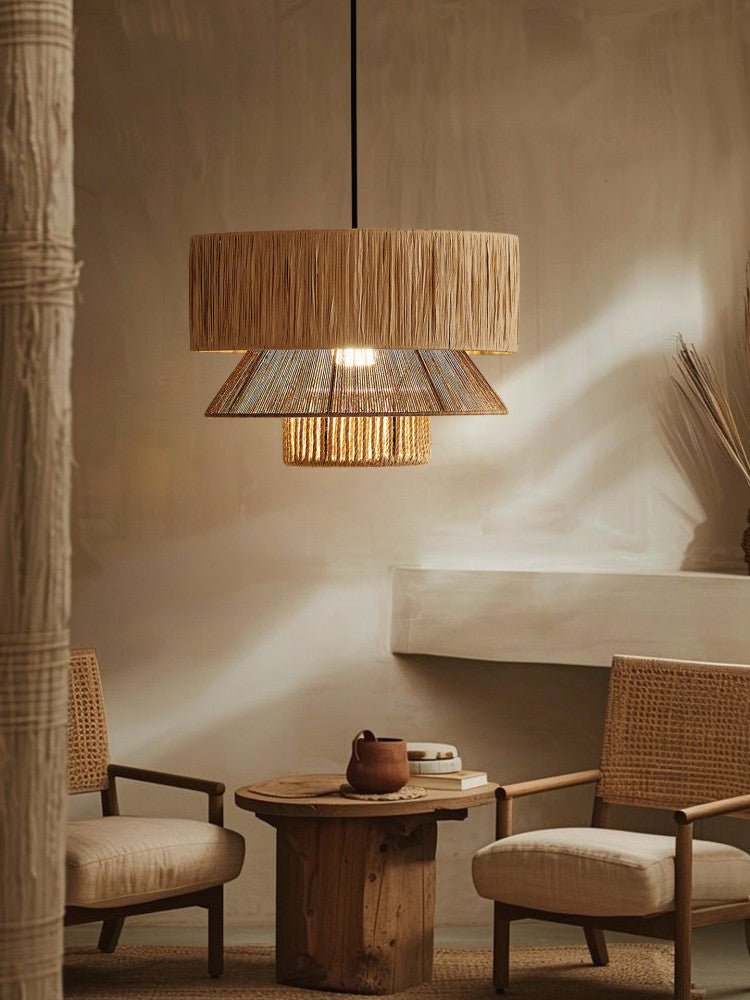 Raffia Jute Tiered Pendant Lamp