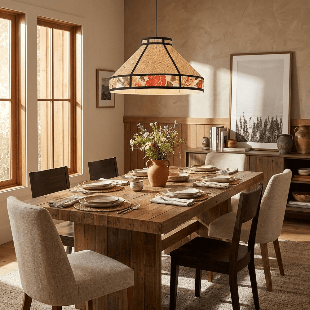 Raffia Floral Pendant Lamp