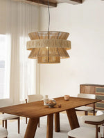 Raffia Jute Stacked Pendant Lamp