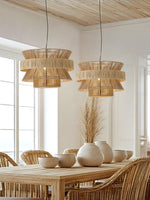 Raffia Jute Stacked Pendant Lamp