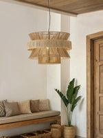 Raffia Jute Stacked Pendant Lamp