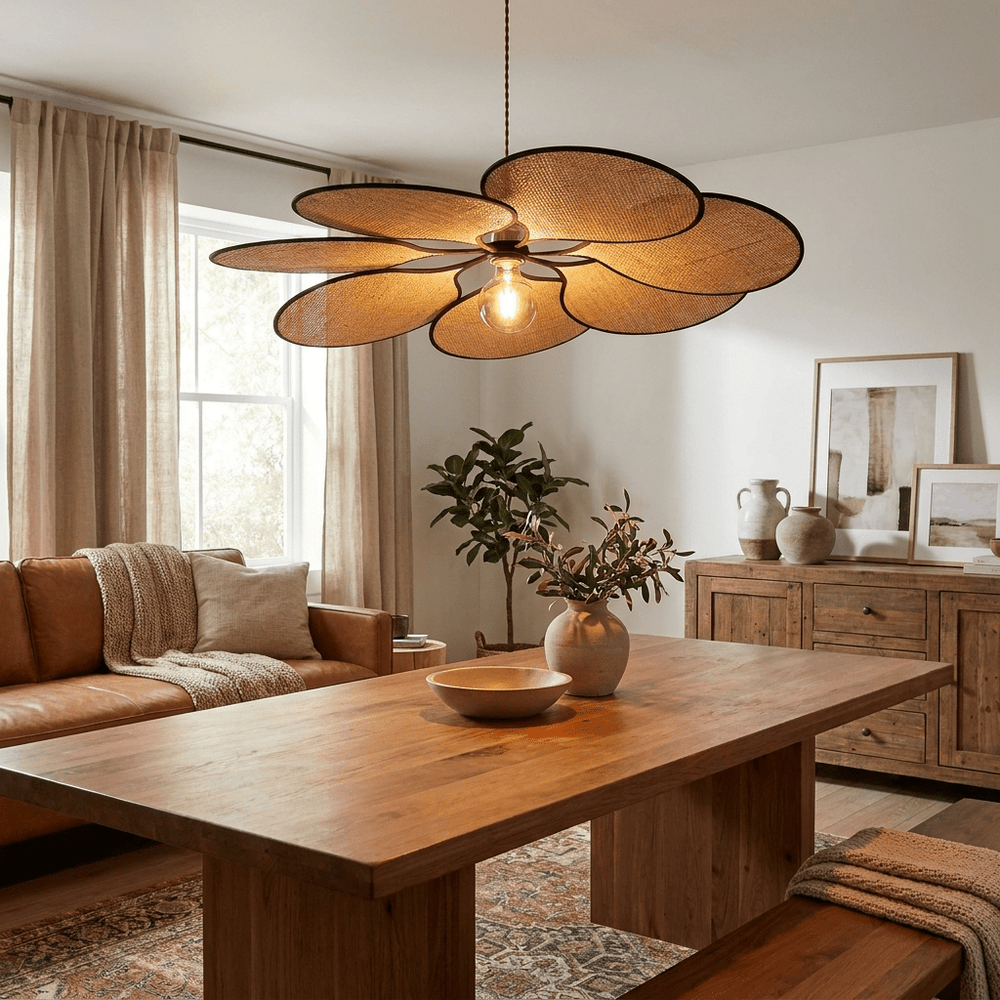 Raffia Petal Pendant Light
