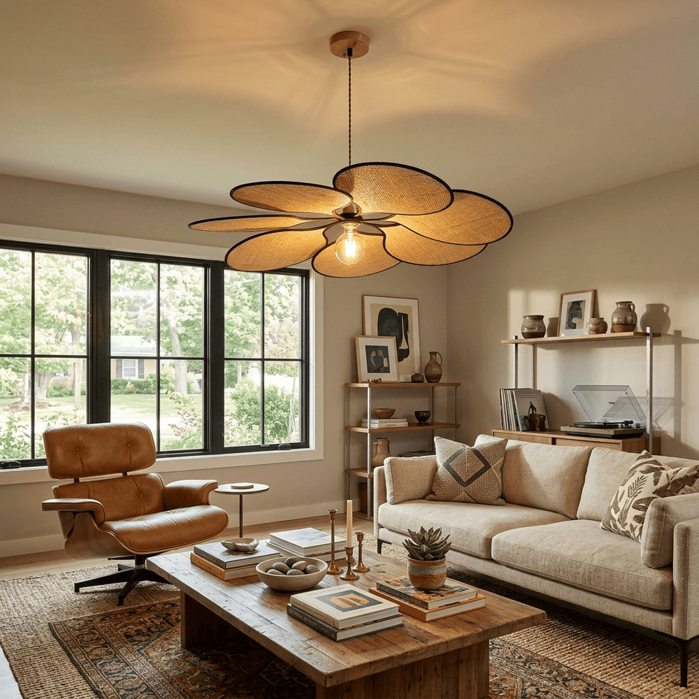 Raffia Petal Pendant Light