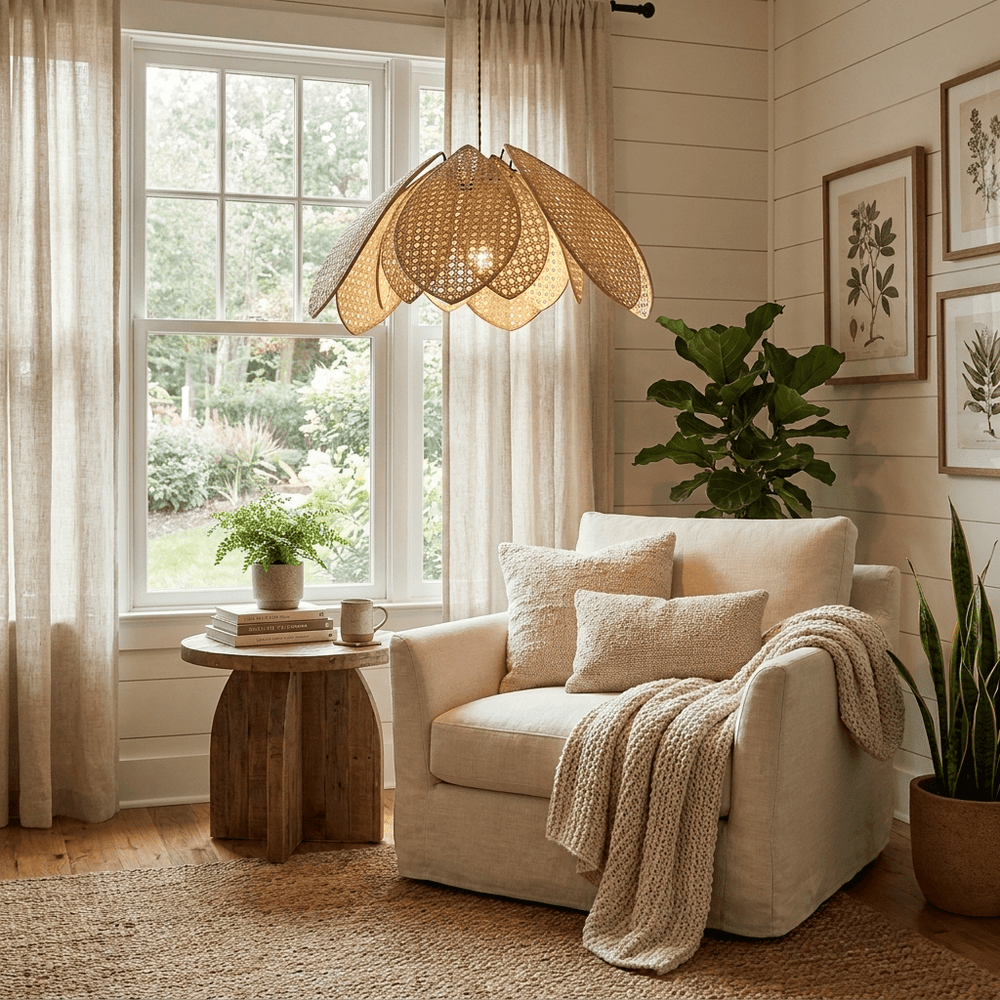 Rattan Lotus Pendant Lamp