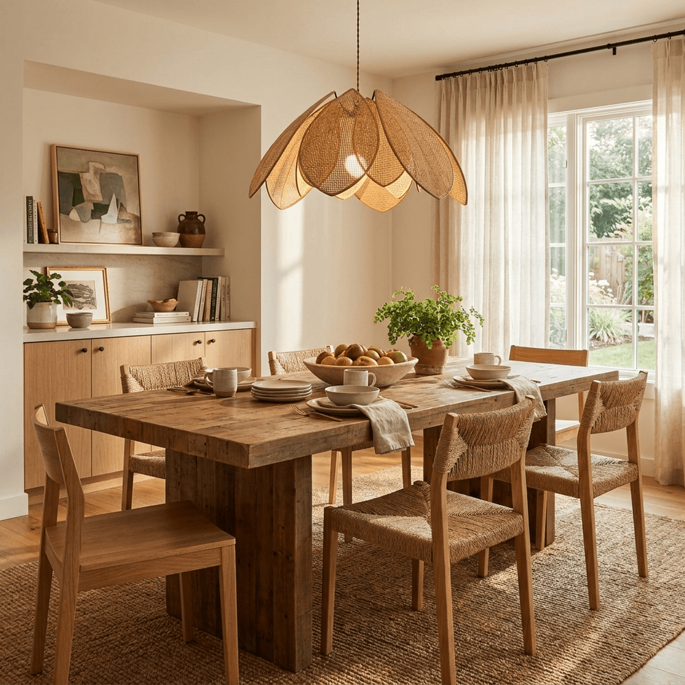 Rattan Lotus Pendant Lamp