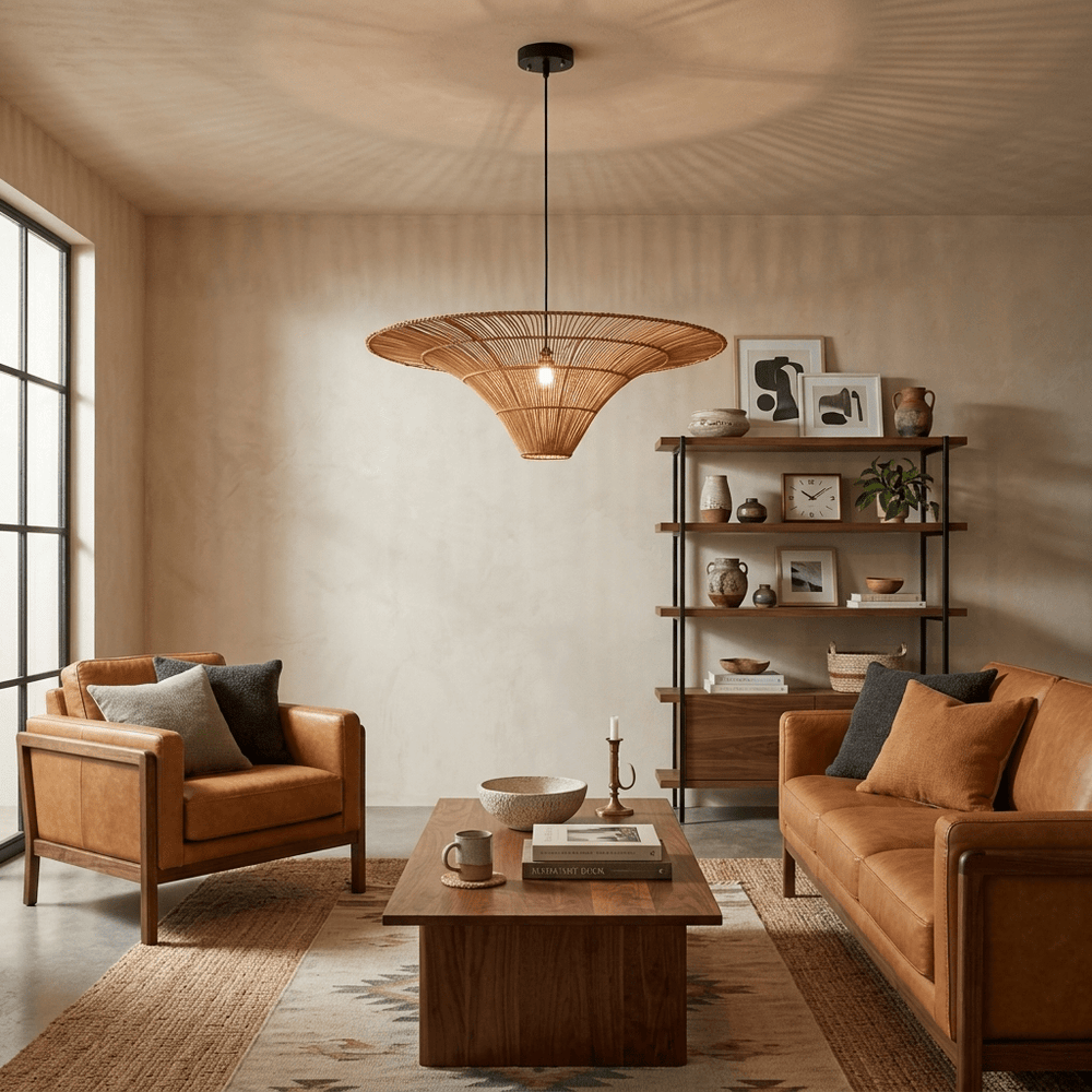 Rattan Coolie Hat Pendant Lamp