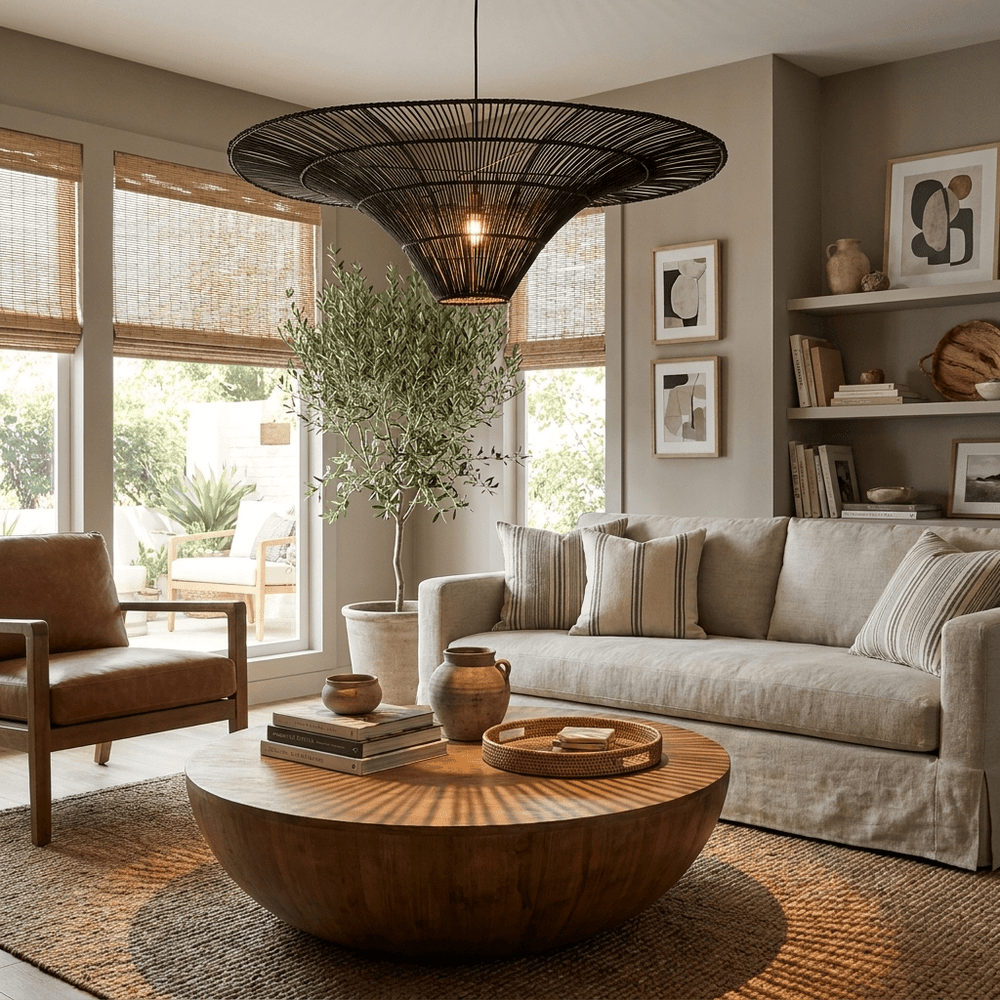Rattan Coolie Hat Pendant Lamp
