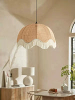 Rattan Dome Fringe Pendant Lamp