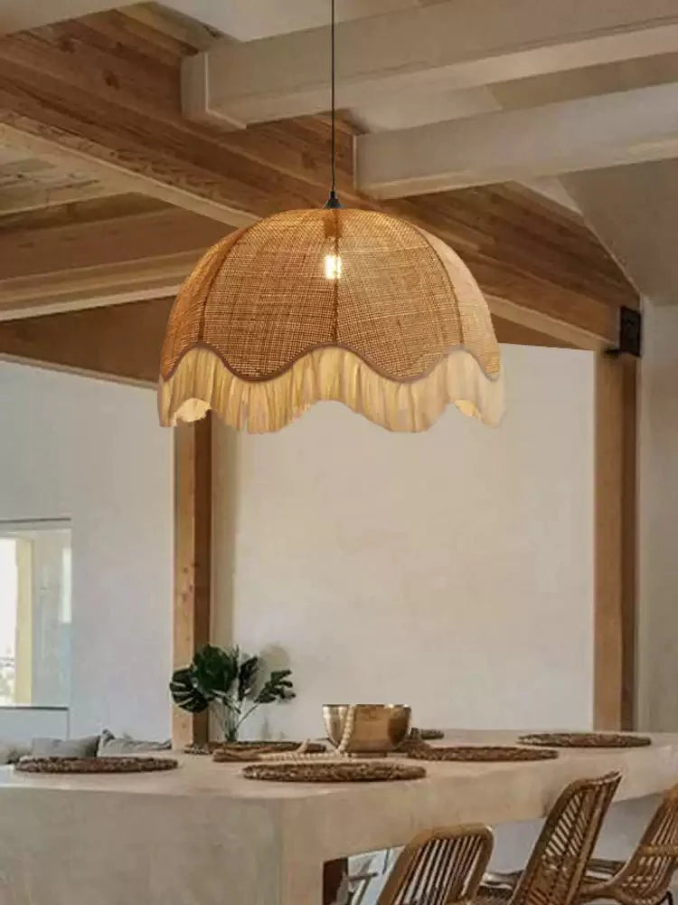 Rattan Dome Fringe Pendant Lamp