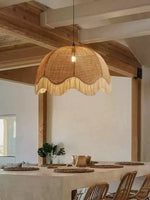Rattan Dome Fringe Pendant Lamp