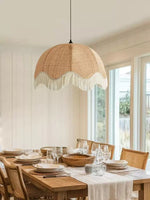 Rattan Dome Fringe Pendant Lamp