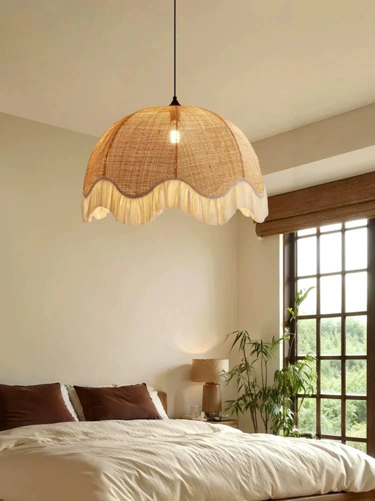 Rattan Dome Fringe Pendant Lamp