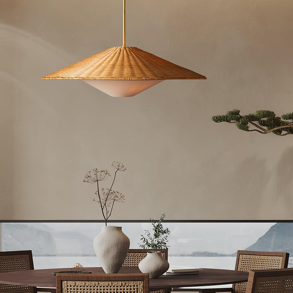 Rattan Hat Pendant Light