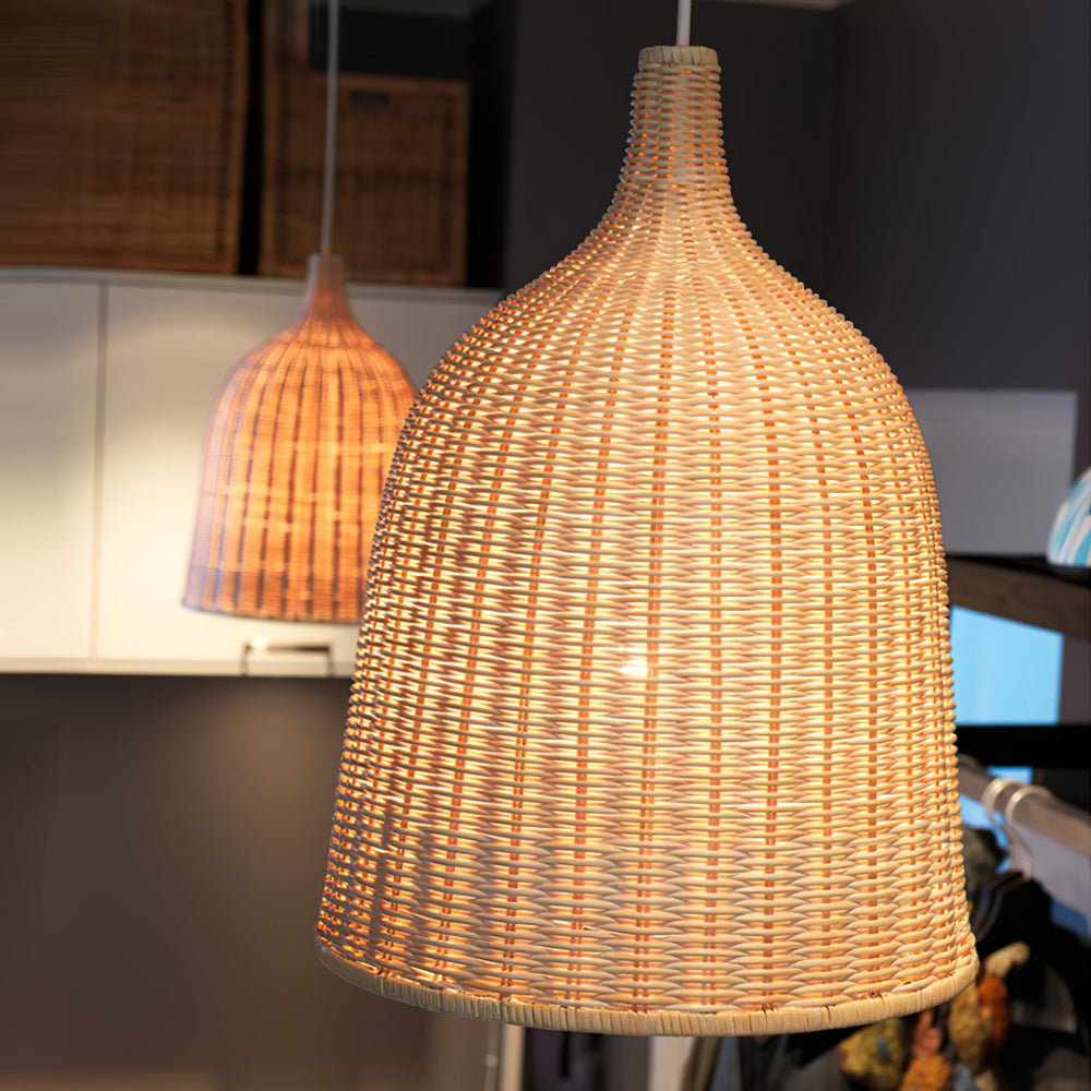 Rattan Bell Pendant Light