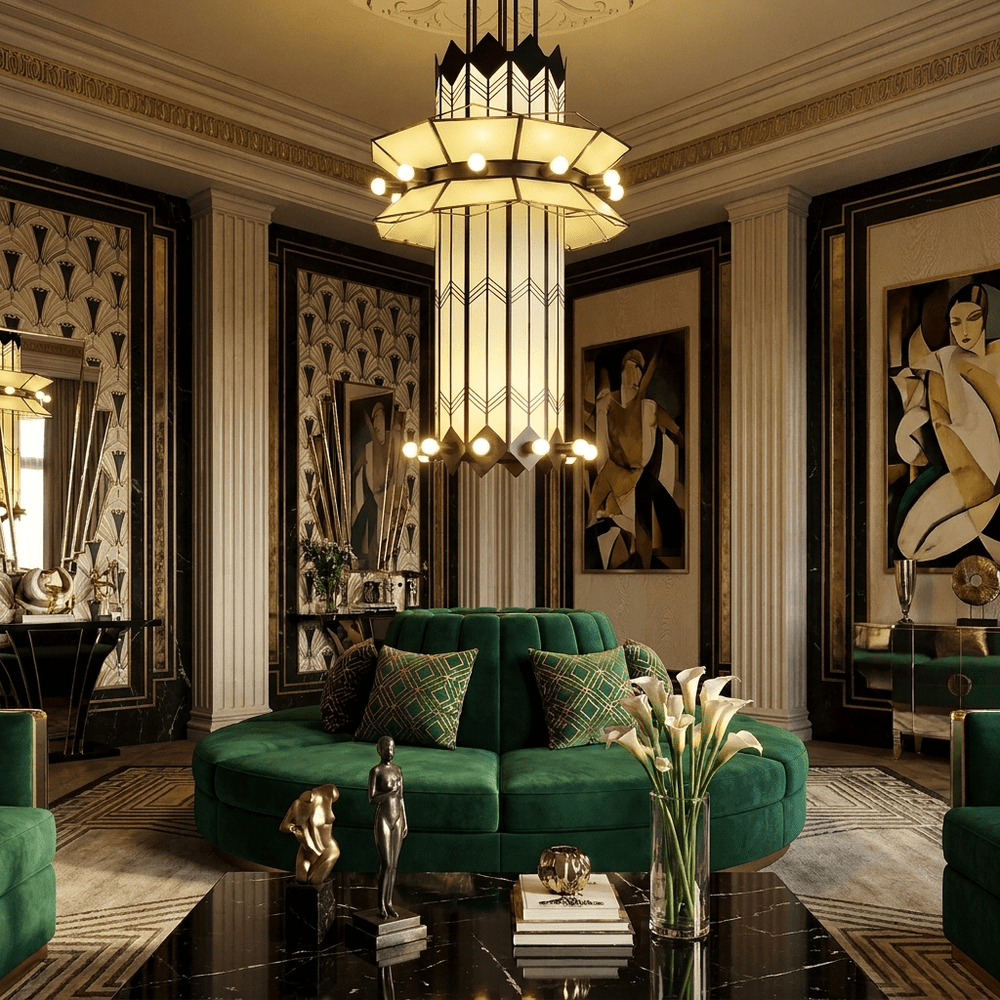 Rayonne Art Deco Pendant Chandelier