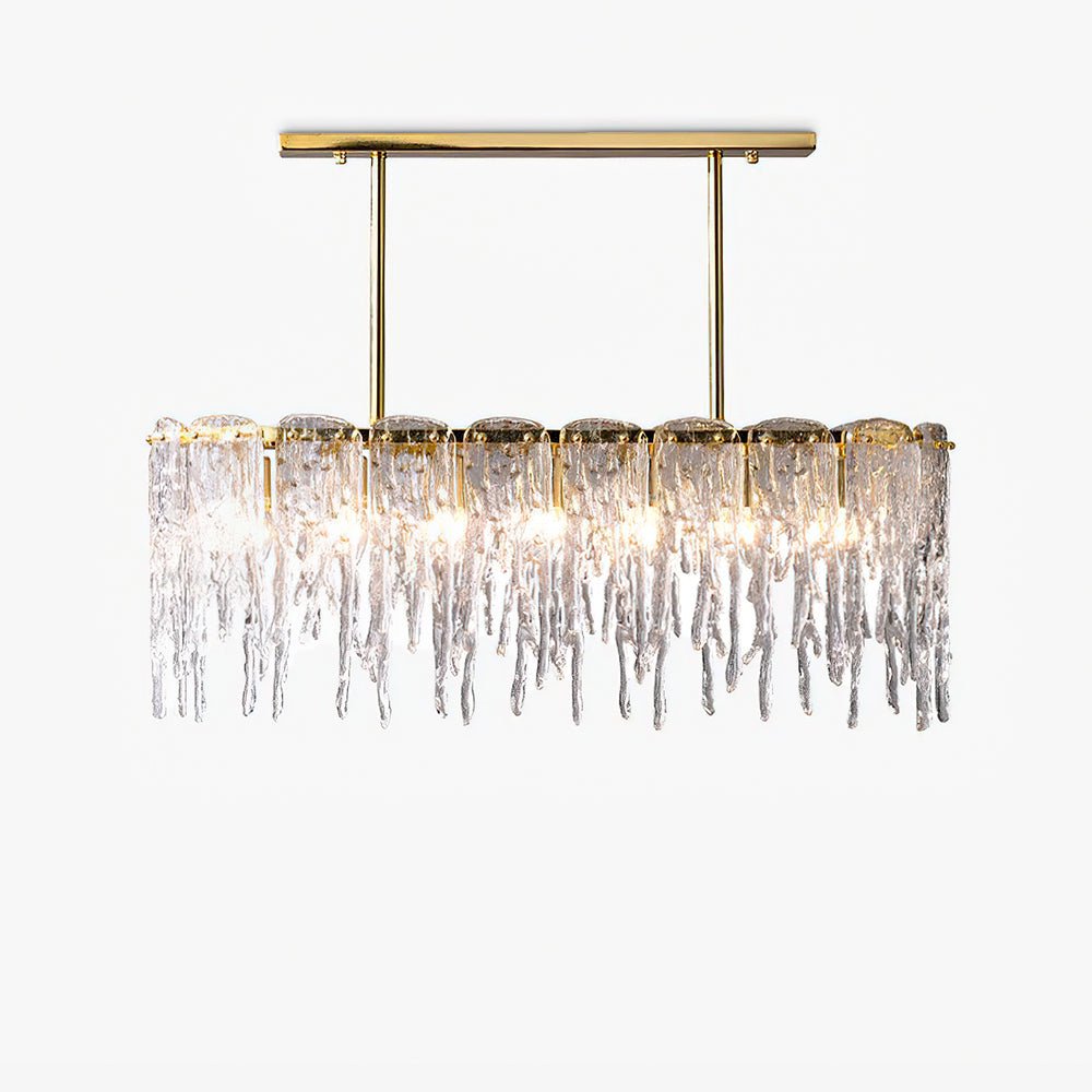 Icicle Rectangular Glass Chandelier – Cascading Crystal Rods