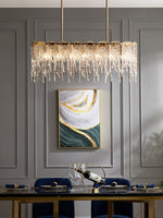 Icicle Rectangular Glass Chandelier – Cascading Crystal Rods