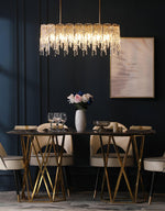 Icicle Rectangular Glass Chandelier – Cascading Crystal Rods