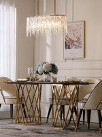 Icicle Rectangular Glass Chandelier – Cascading Crystal Rods