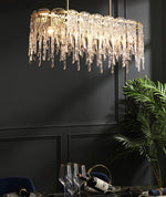 Icicle Rectangular Glass Chandelier – Cascading Crystal Rods
