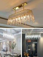 Icicle Rectangular Glass Chandelier – Cascading Crystal Rods