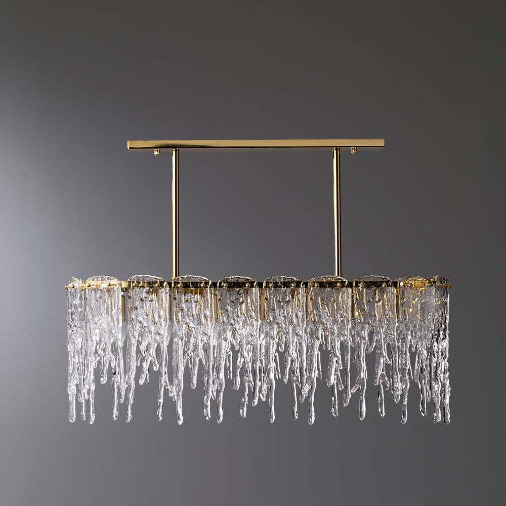 Icicle Rectangular Glass Chandelier – Cascading Crystal Rods