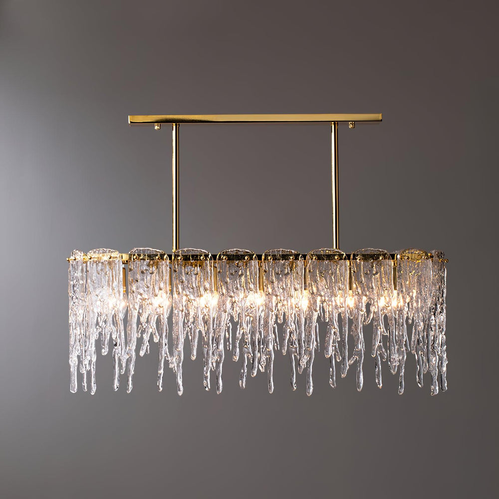 Icicle Rectangular Glass Chandelier – Cascading Crystal Rods