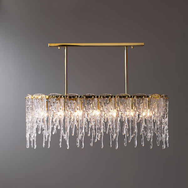 Icicle Rectangular Glass Chandelier – Cascading Crystal Rods