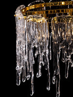 Icicle Rectangular Glass Chandelier – Cascading Crystal Rods