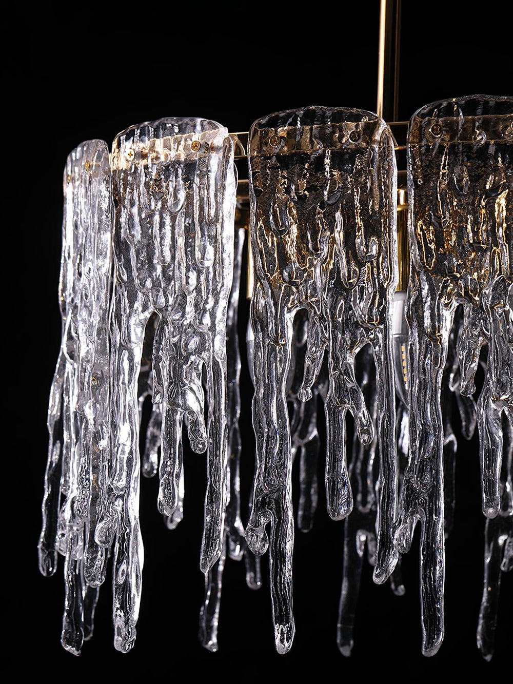 Icicle Rectangular Glass Chandelier – Cascading Crystal Rods