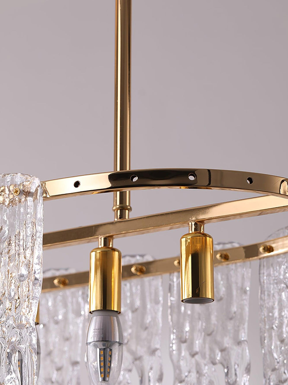 Icicle Rectangular Glass Chandelier – Cascading Crystal Rods
