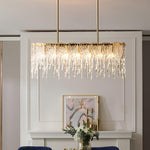 Icicle Rectangular Glass Chandelier – Cascading Crystal Rods