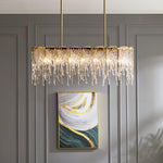 Icicle Rectangular Glass Chandelier – Cascading Crystal Rods