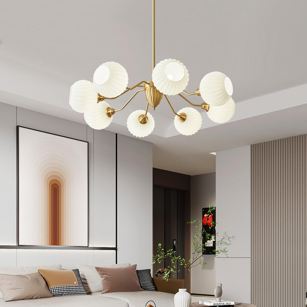 Ribbed Glass Ball Chandelier