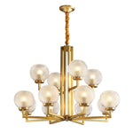 Ribbed Glass Brass Chandelier