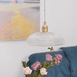 Ribbed Spiral Glass Ceiling Pendant – Polished Brass Dome