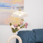 Ribbed Spiral Glass Ceiling Pendant – Polished Brass Dome
