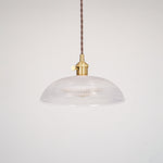 Ribbed Spiral Glass Ceiling Pendant – Polished Brass Dome