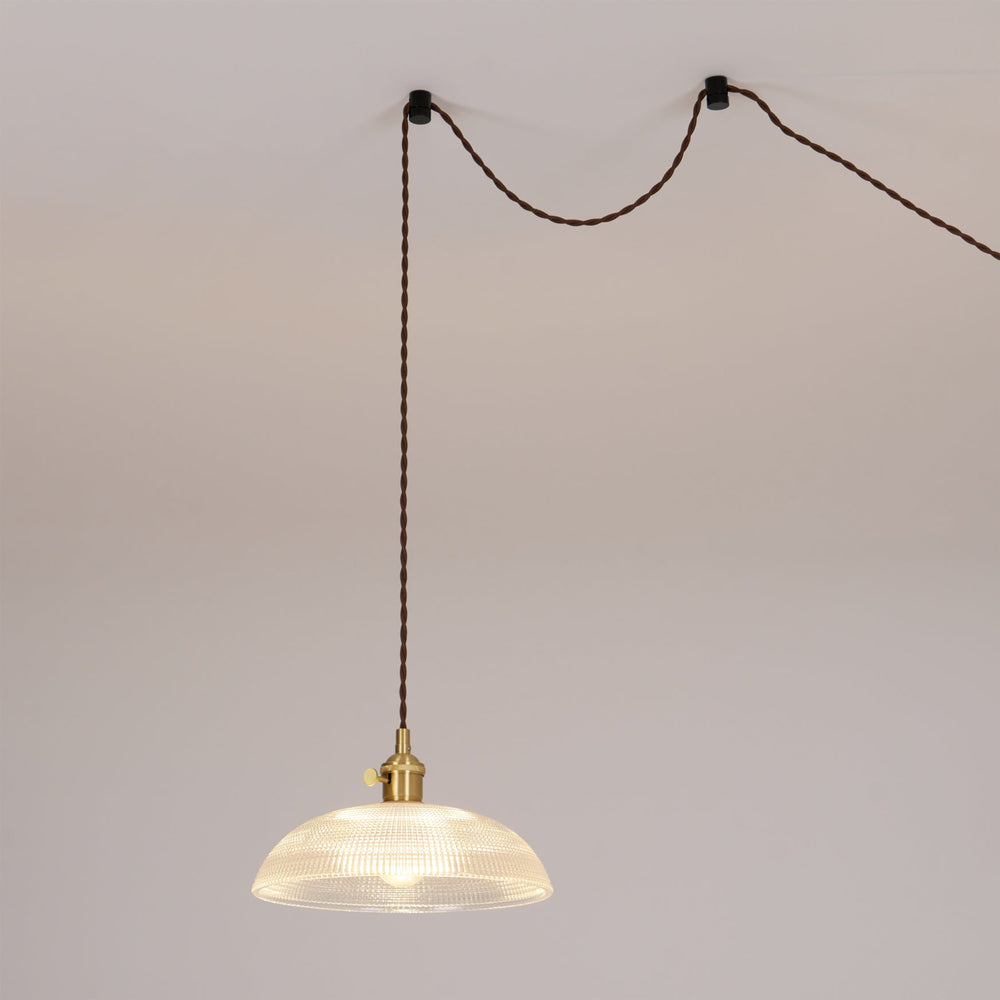 Ribbed Spiral Pendant Swag Light