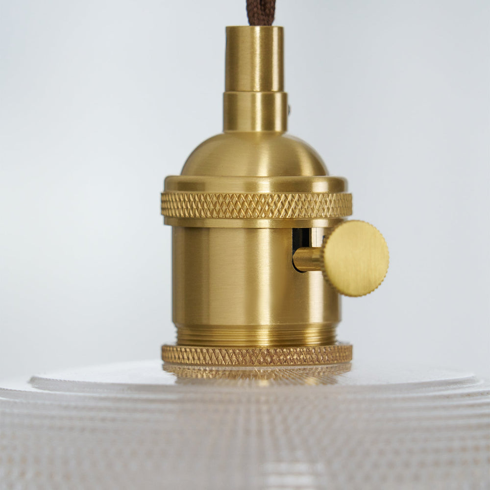 Ribbed Spiral Glass Ceiling Pendant – Polished Brass Dome
