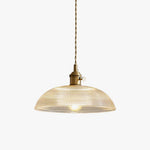 Ribbed Spiral Glass Ceiling Pendant – Polished Brass Dome