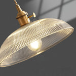 Ribbed Spiral Glass Ceiling Pendant – Polished Brass Dome
