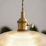 Ribbed Spiral Glass Ceiling Pendant – Polished Brass Dome