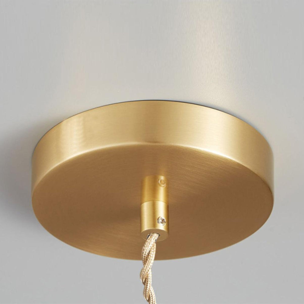 Ribbed Spiral Glass Ceiling Pendant – Polished Brass Dome