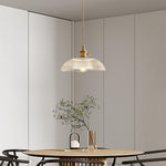 Ribbed Spiral Glass Ceiling Pendant – Polished Brass Dome