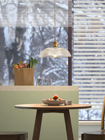 Ribbed Spiral Glass Ceiling Pendant – Polished Brass Dome