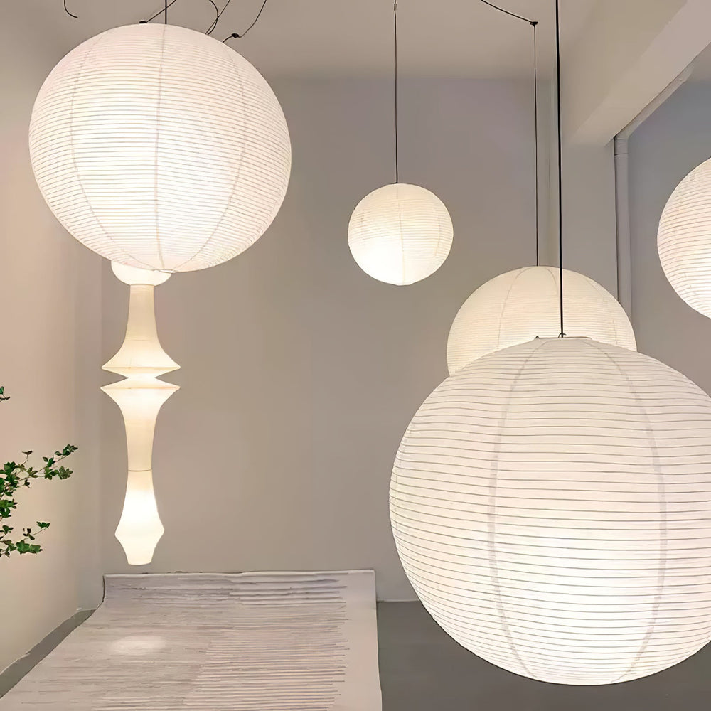 Japanese Paper Pendant Swag Light (black plug wire)