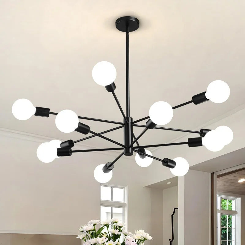 Helios Branching Sputnik Chandelier – Modern Mid-Century Multi-Arm E27 Ceiling Light