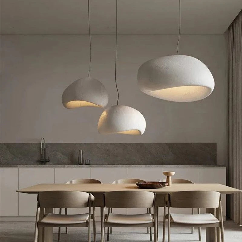 Kira Organic Wabi-Sabi Hanglamp – Minimalistische LED Hanglamp met Getextureerd Travertin-Effect